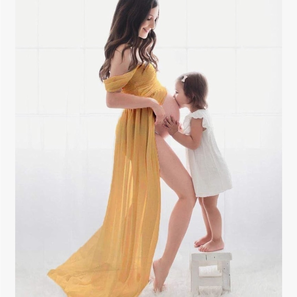 Yellow Maternity shoot  Gown
